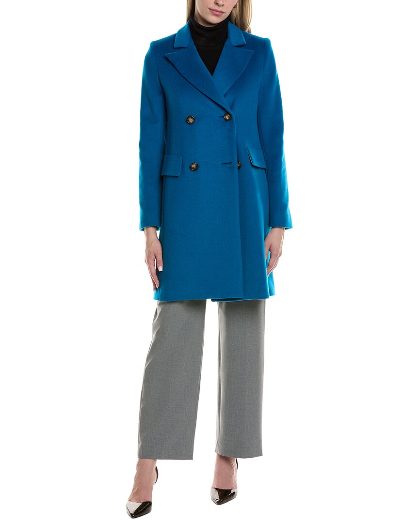 Fleurette Wool-blend Coat In Blue