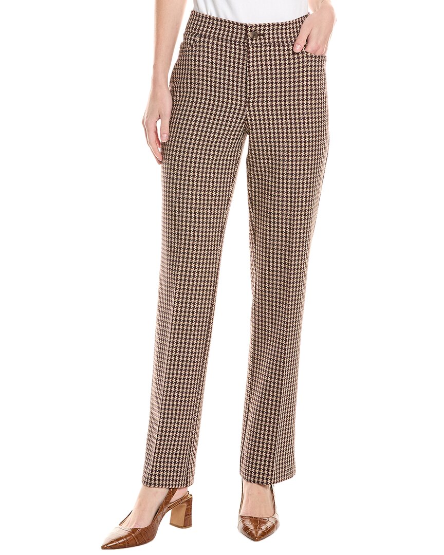 Anne Klein Houndstooth Boot Leg Pants In Brown