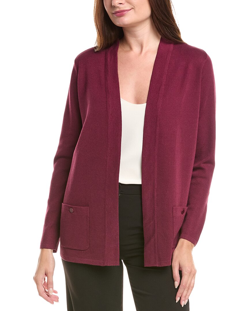 Anne Klein Womens Malibu Fine Rib Open Front Cardigan P Xxs Xxl In Burgundy