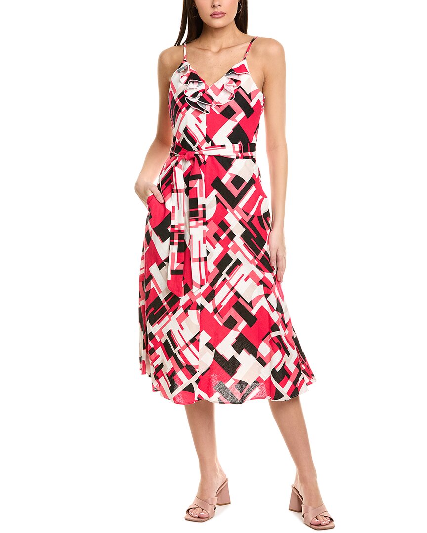 KARL LAGERFELD KARL LAGERFELD GEO PRINT LINEN-BLEND MAXI DRESS