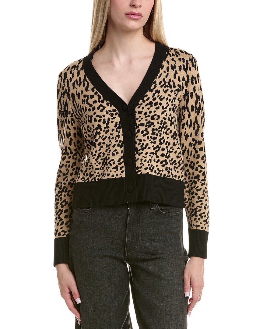 Laundry By Shelli Segal Rib Trim Cardigan Sweater In Animal Print