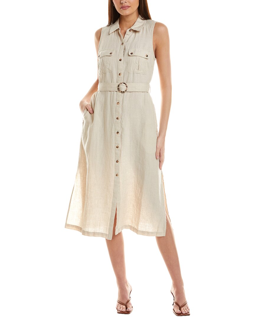 Tommy Bahama Two Palms Safari Linen Midi Dress In Gray