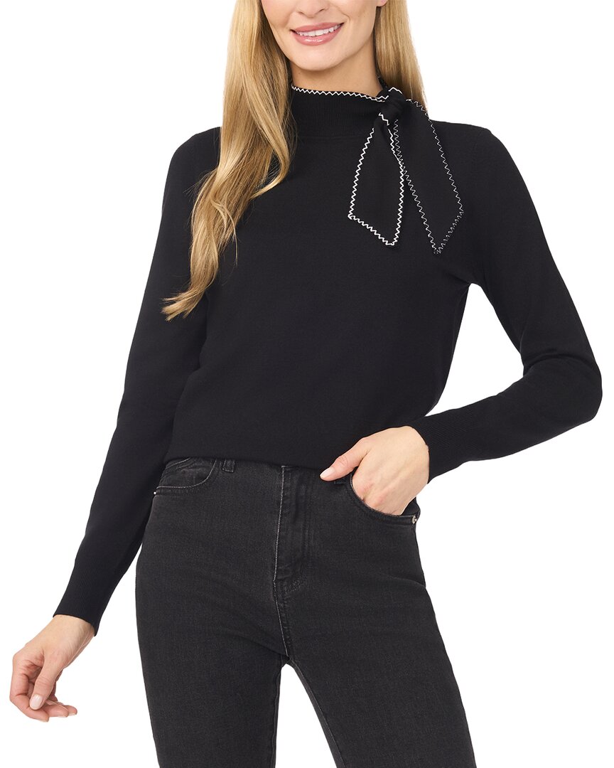Cece Scarf Tie Neck Sweater In Black