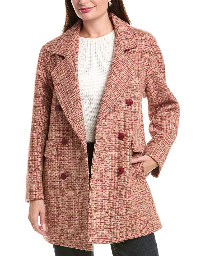Fleurette Double Breasted Wool Coat In Red