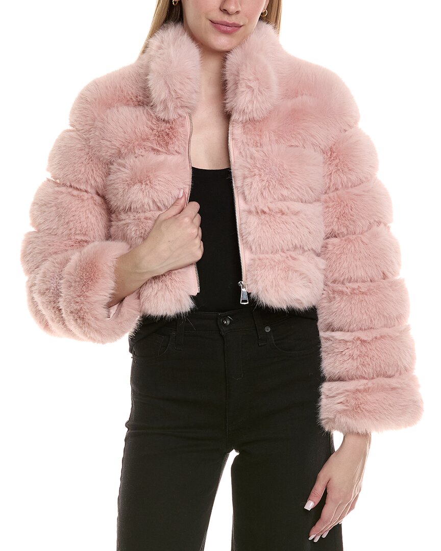 Adrienne Landau Short Coat In Pink