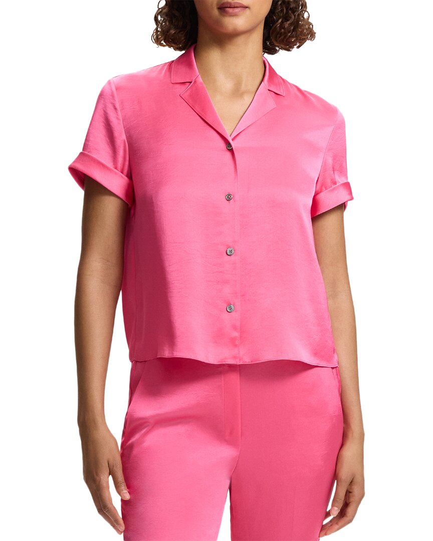 Theory Crushed Satin Camp Shirt