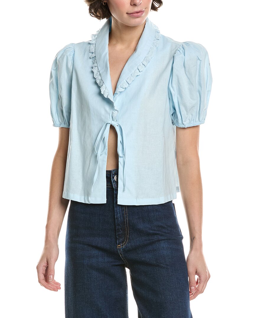 Meiven Linen-blend Top In Blue