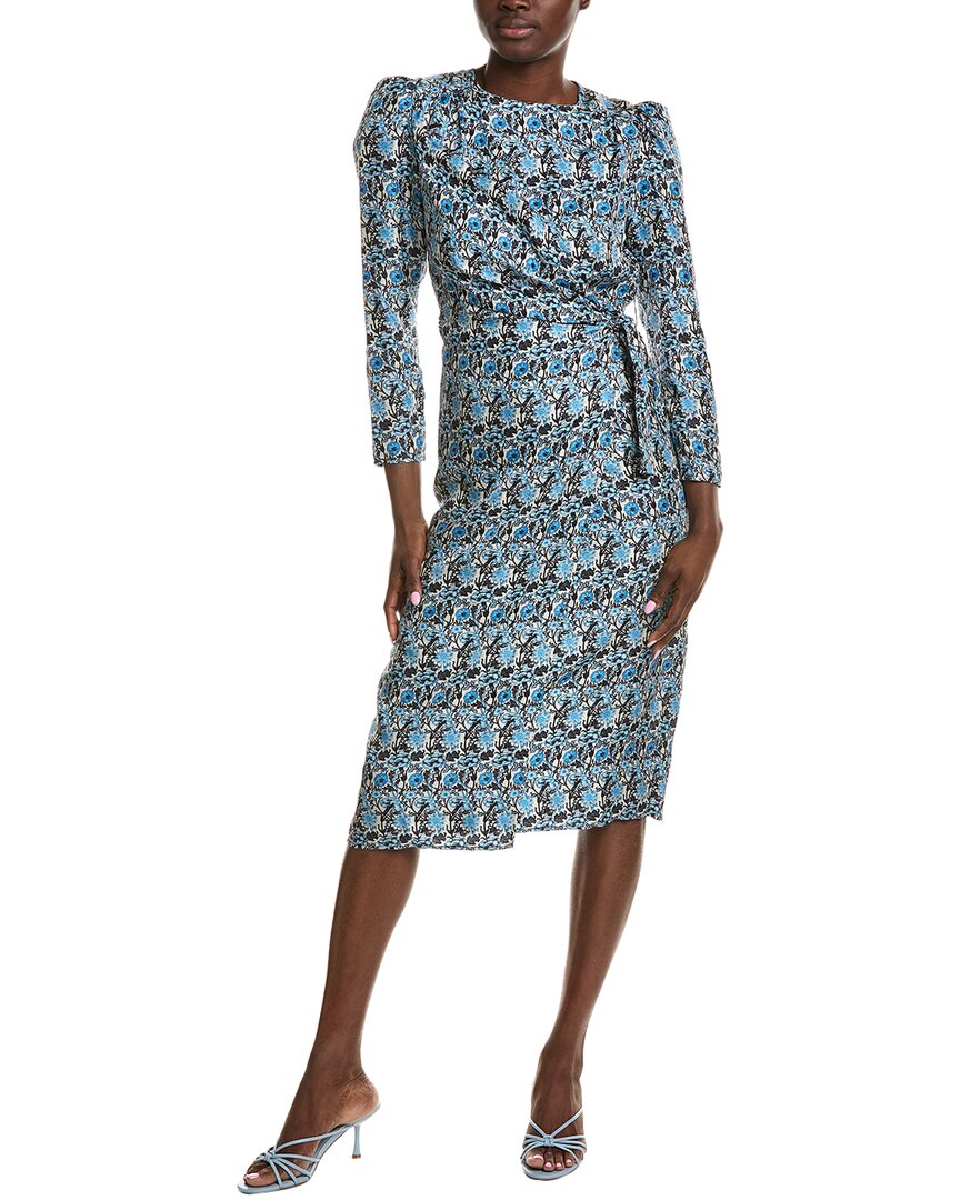 Sandro Wrap-effect Floral-print Silk-twill Midi Dress In Multi