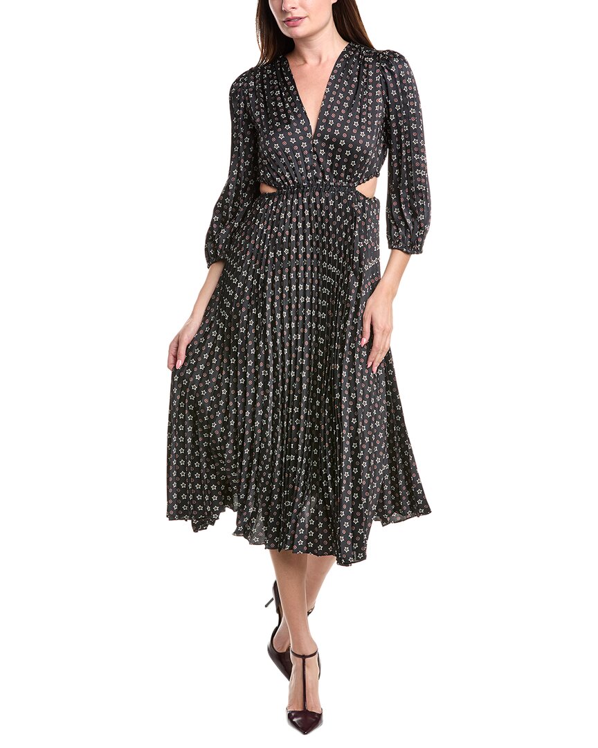 Sandro Pleated Midi Dress In Black