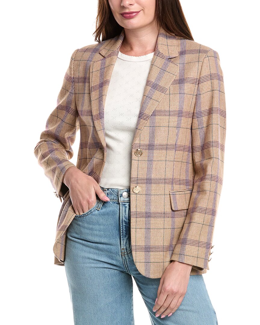 Maje Wool-blend Blazer In Brown