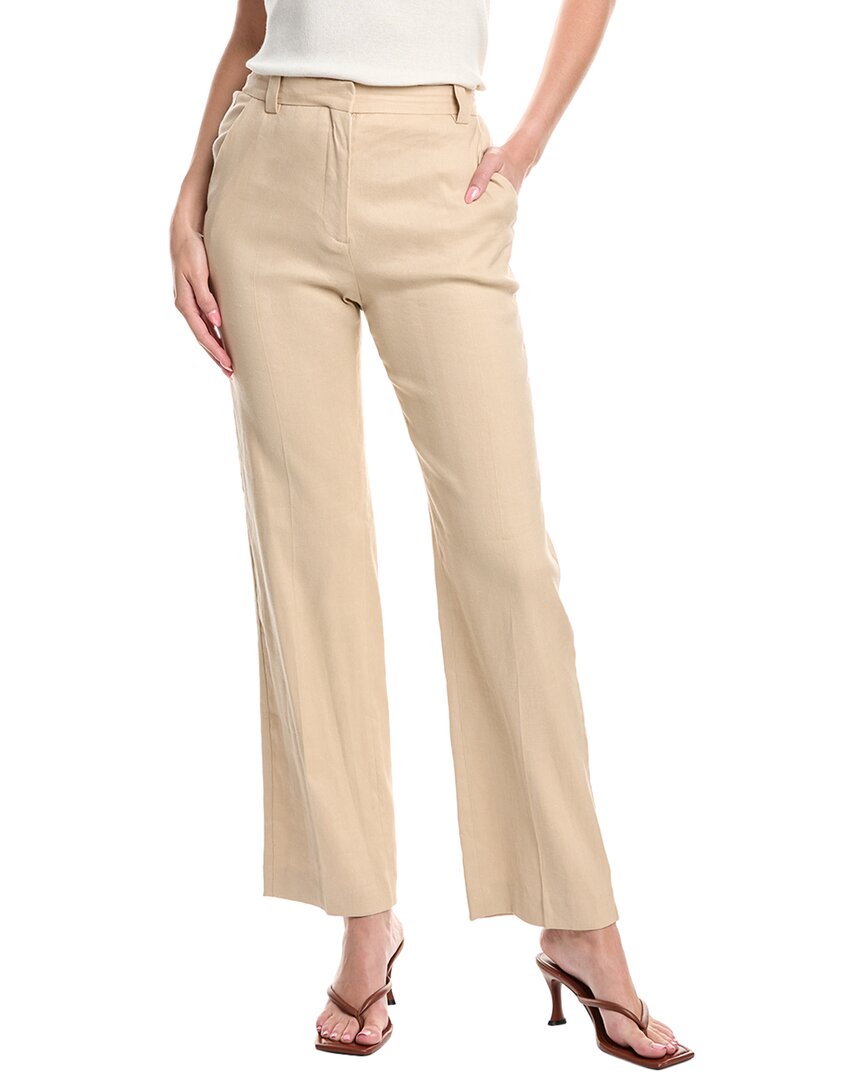 Maje Linen-blend Pant In Neutral