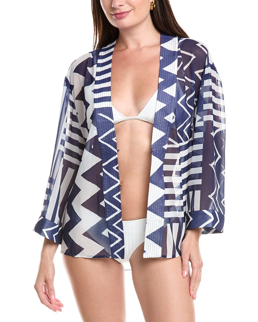 Milly Patchwork Chevron Top In Blue