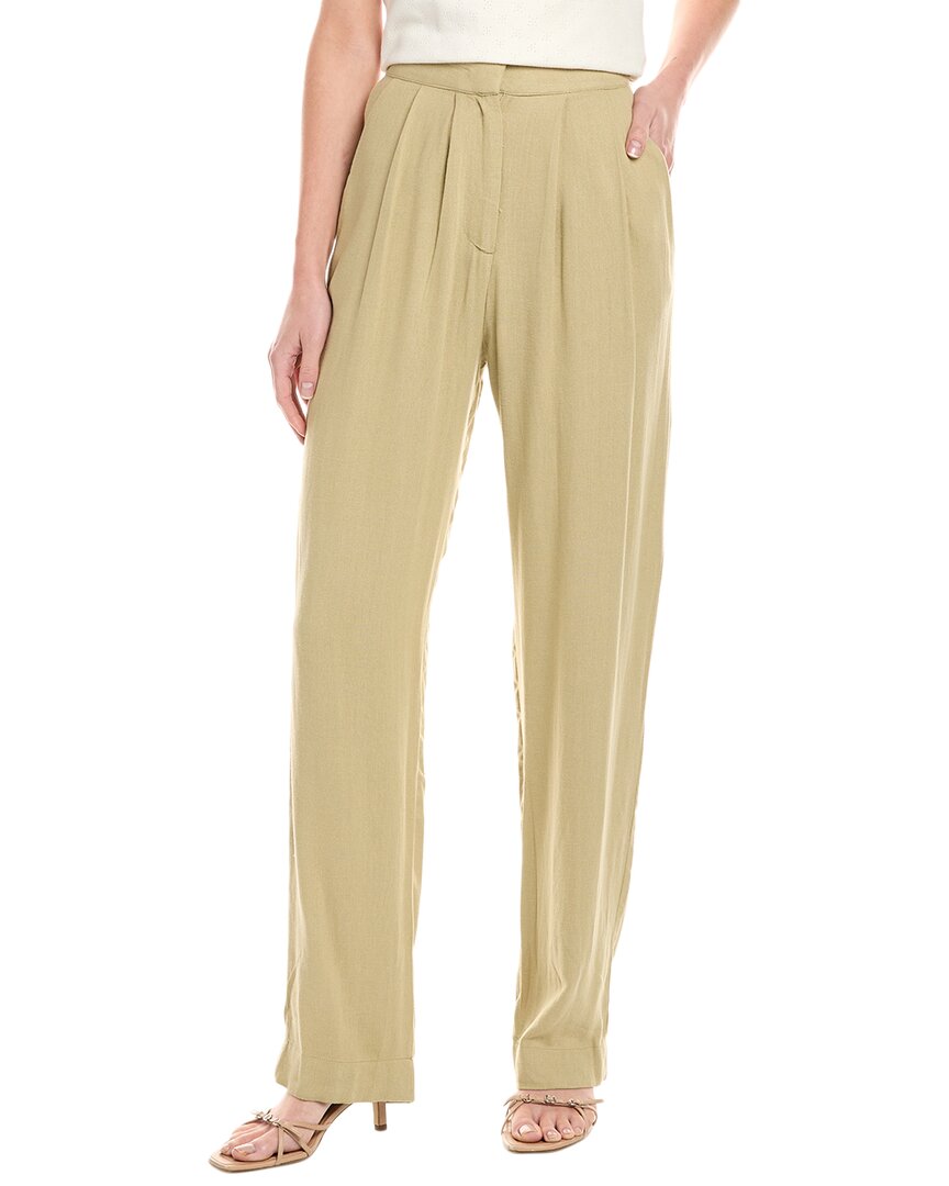 Weworewhat Pleated Linen-blend Pant In Neutral