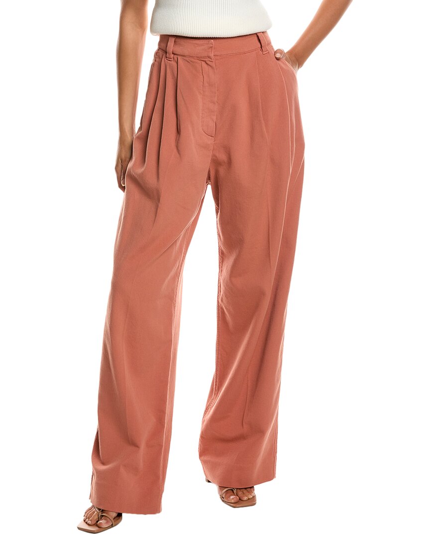 Brunello Cucinelli Pleated Rib Stitch Pant In Orange