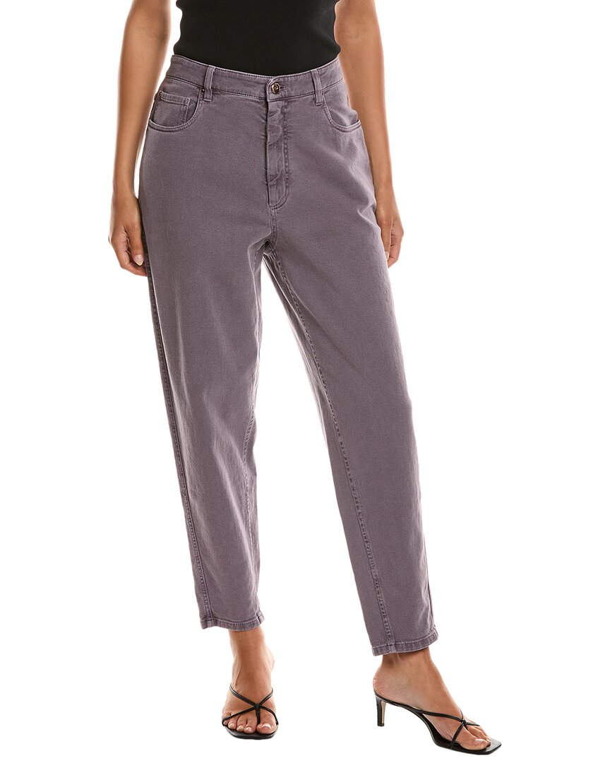 Brunello Cucinelli The High Waist Curved Jean In Purple