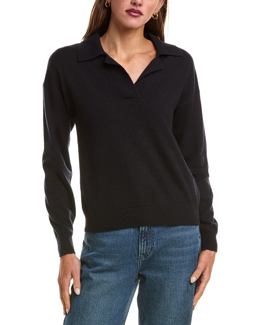 Naadam Wool & Cashmere-blend Polo Sweater In Black