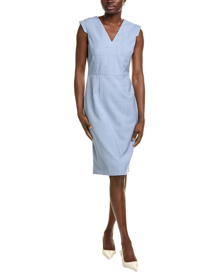 Hugo Boss Docia Wool Sheath Dress In Blue