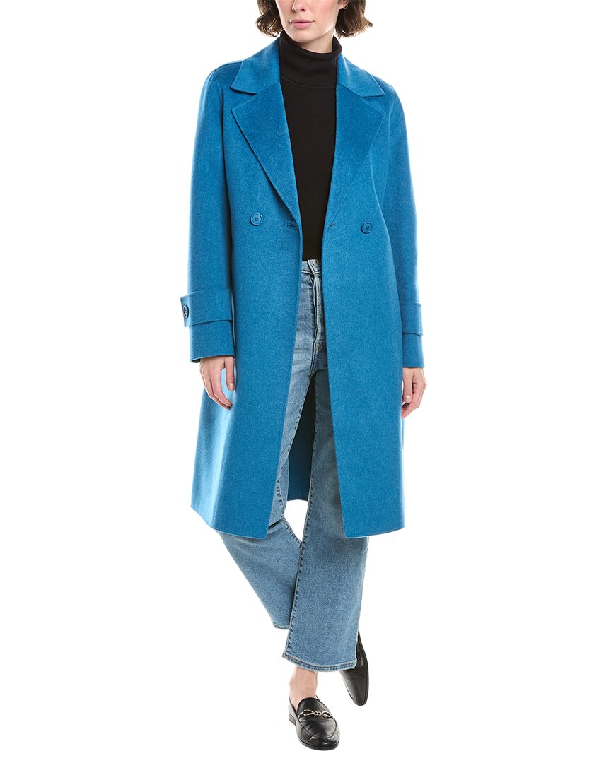 Forte Cashmere Belted Wool & Cashmere-blend Coat In Blue
