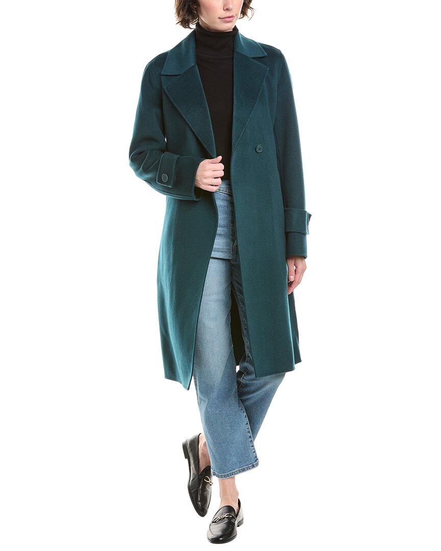Forte Cashmere Belted Wool & Cashmere-blend Coat In Green