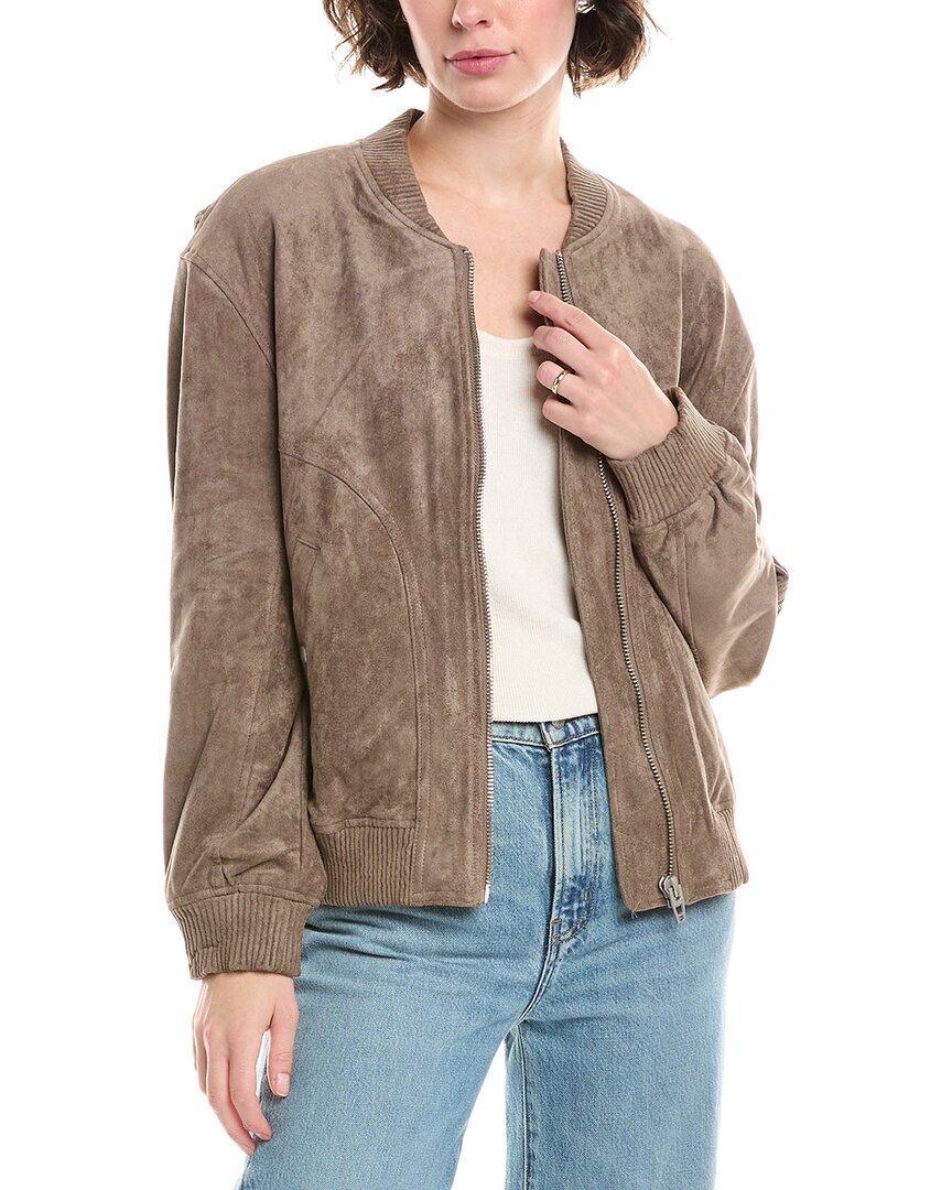 Blanknyc Faux Suede Bomber Jacket In Brown