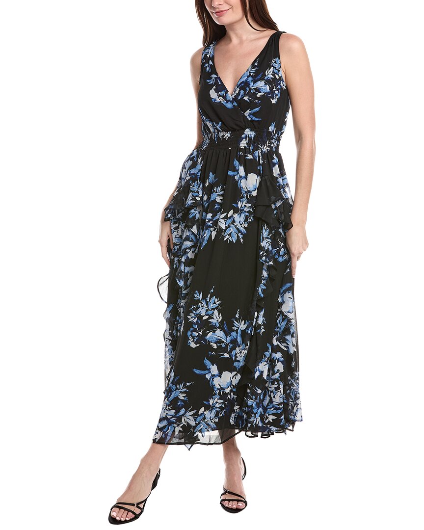 1.state V-neck Ruffle Maxi Dress In Blue