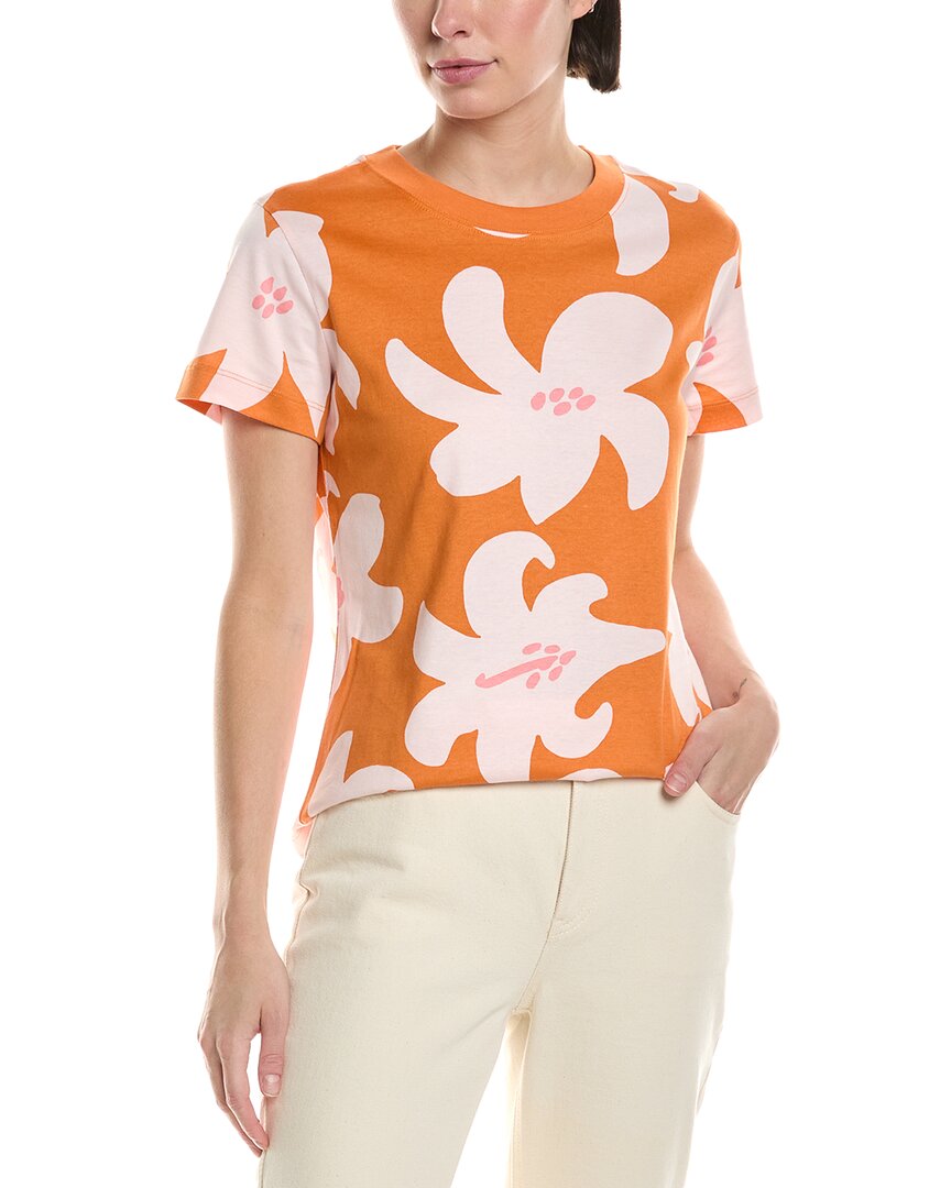 Marimekko Heleys Villinarsissi Print Cotton T-shirt In Orange