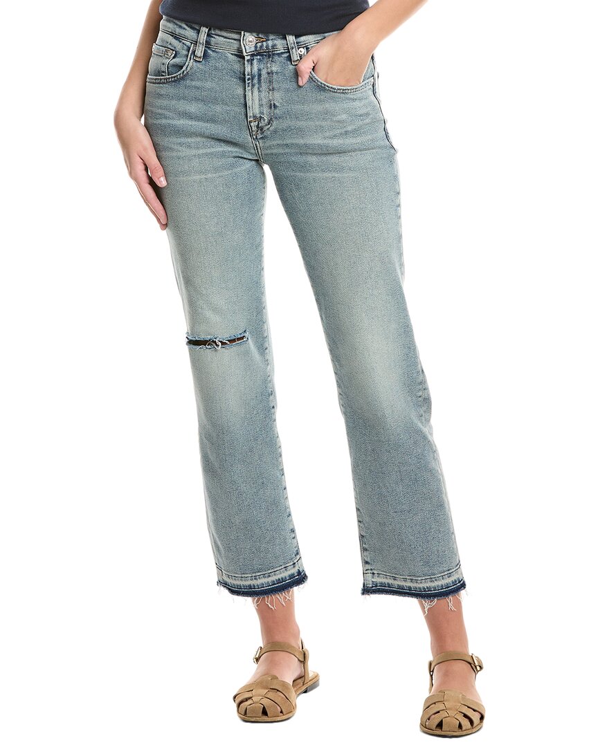 7 For All Mankind Calie Shore Break Straight Ankle Jean In Blue