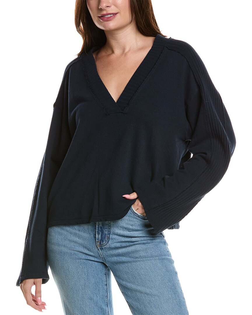 Project Social T Get Ready Mixed V Neck Pullover In Dark Night