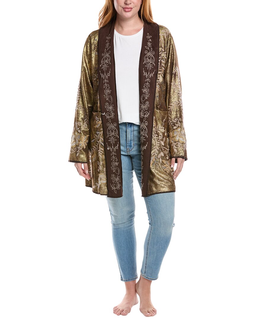 Johnny Was Biya A-line Metallic Sweater In Gold