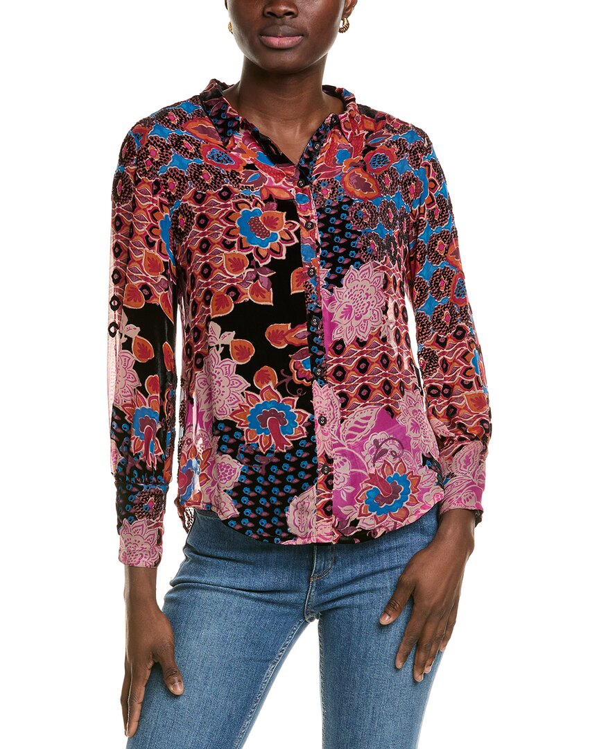 Johnny Was Yrene Petite Silk-blend Blouse In Multi