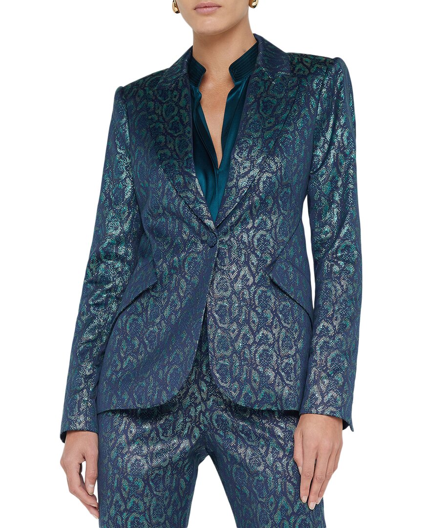 L'agence Chamberlain Multi Leopard Jacquard Blazer In Blue