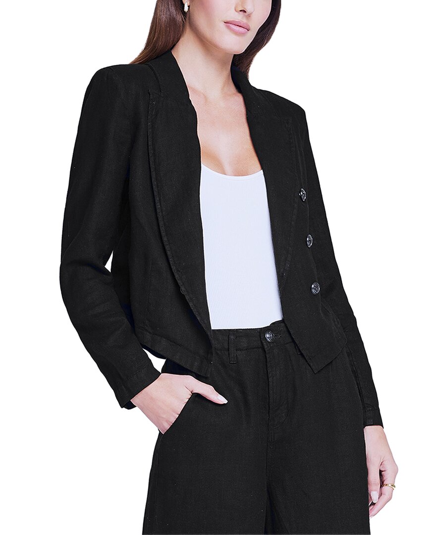 L Agence L'agence Wayne Crop Double-breasted Linen Jacket