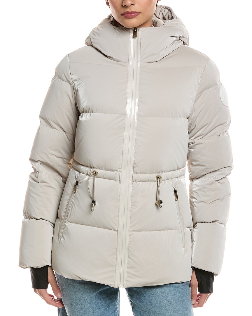 Scotch & Soda Enola Mid-length Channel Quilted Jacket In White