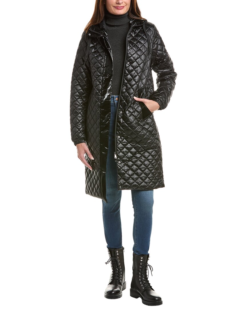 Pajar Diamond Quilted Coat In Black