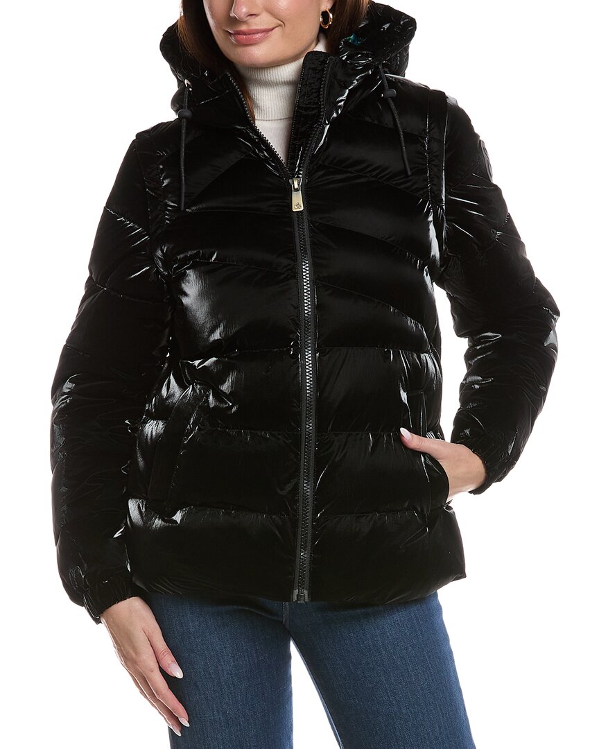 Scotch & Soda Schyler Quilted Hooded Padded Puffer Jacket In Black