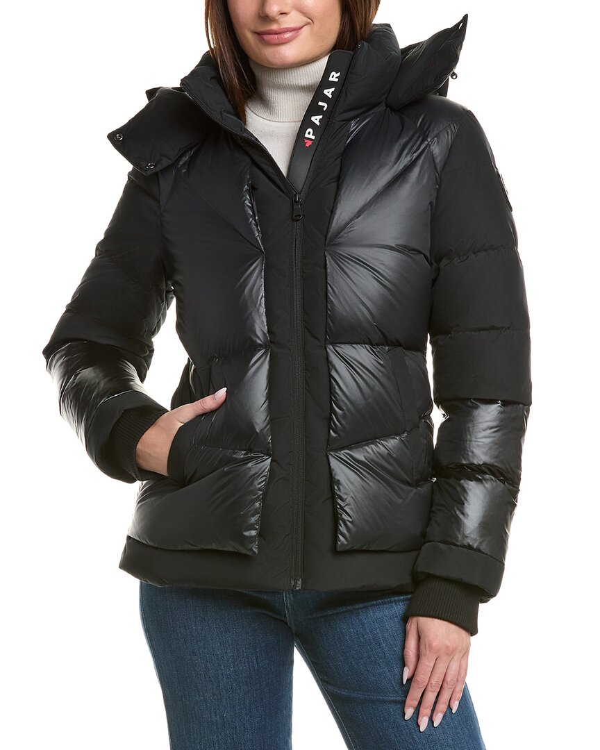 Pajar Mixed Media Layered Look Puffer Jacket In Black