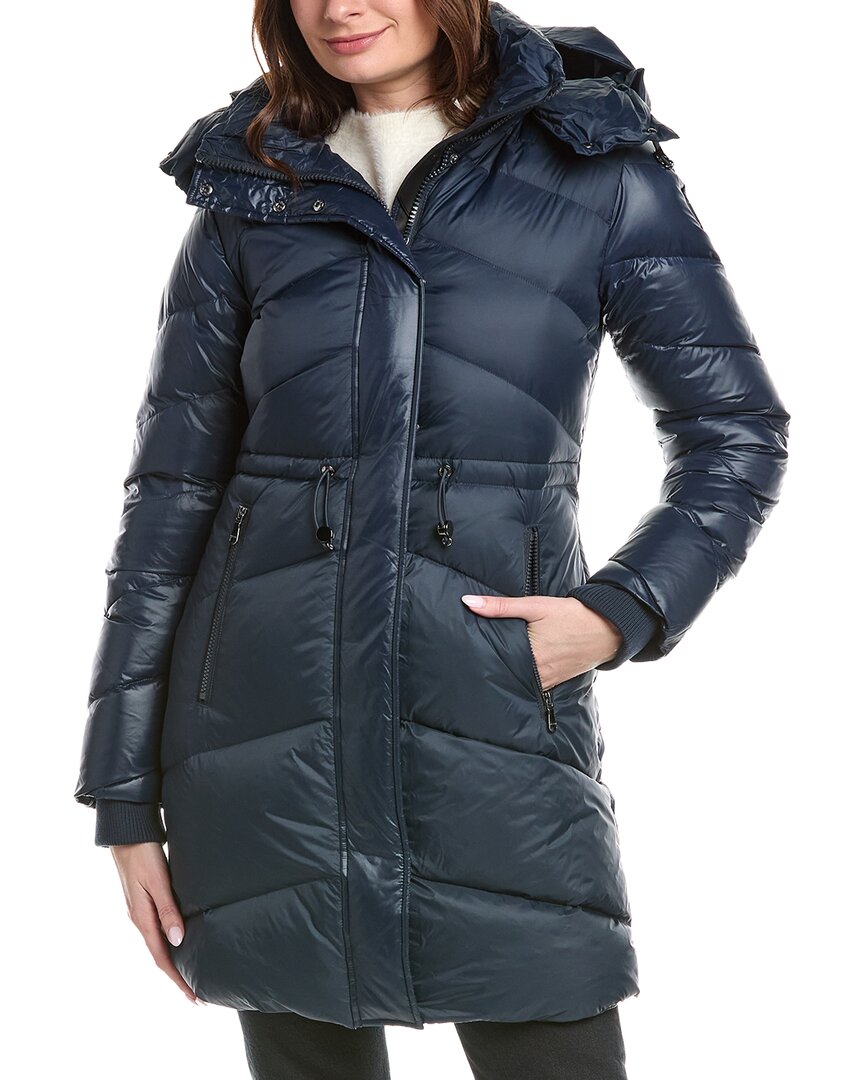 Pajar Channel Quilted Puffer Down Coat In Blue