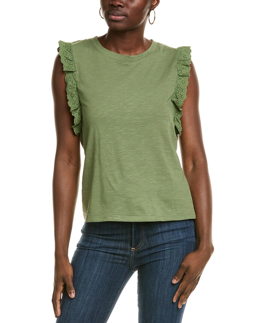 Vince Camuto Eyelet Ruffle Tank In Green