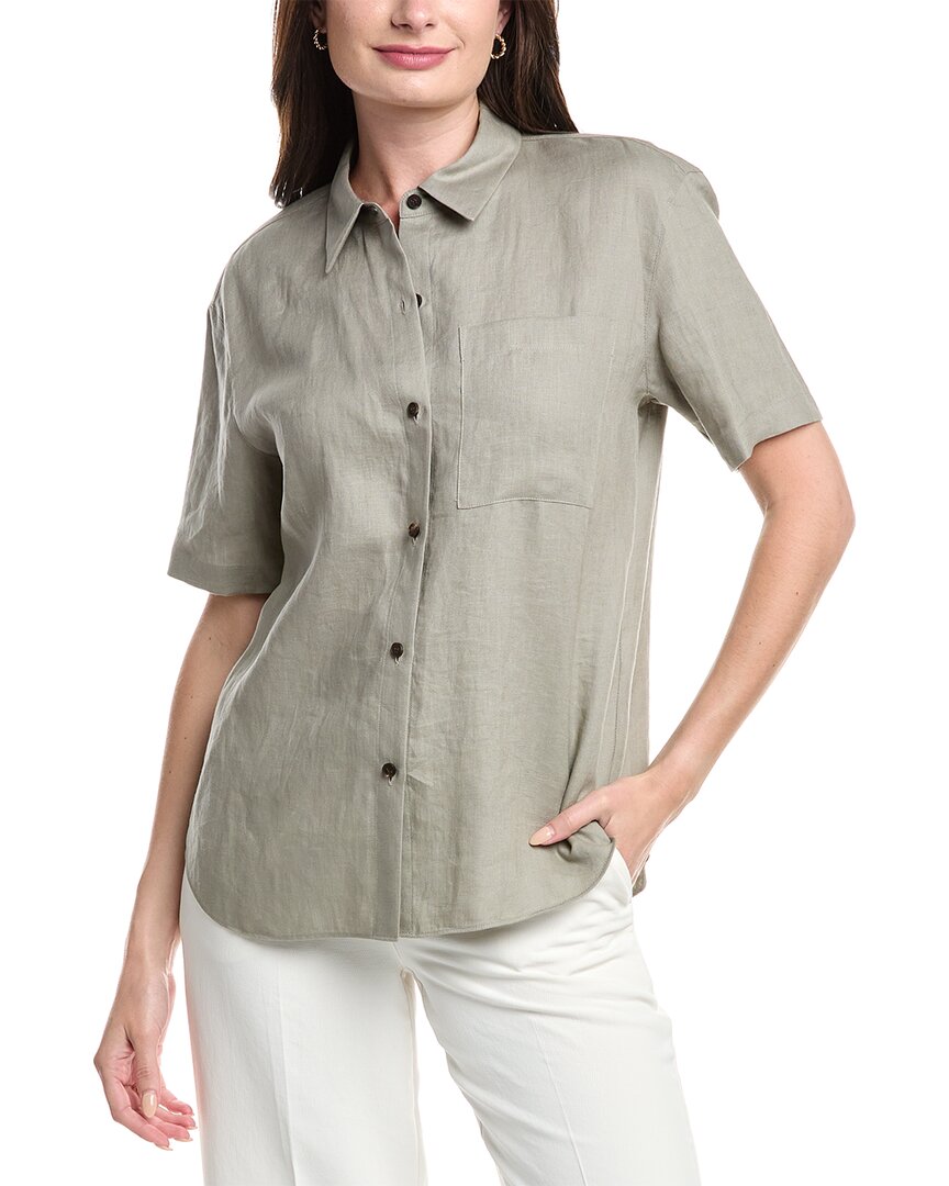 Lafayette 148 New York Linen Shirt In Brown