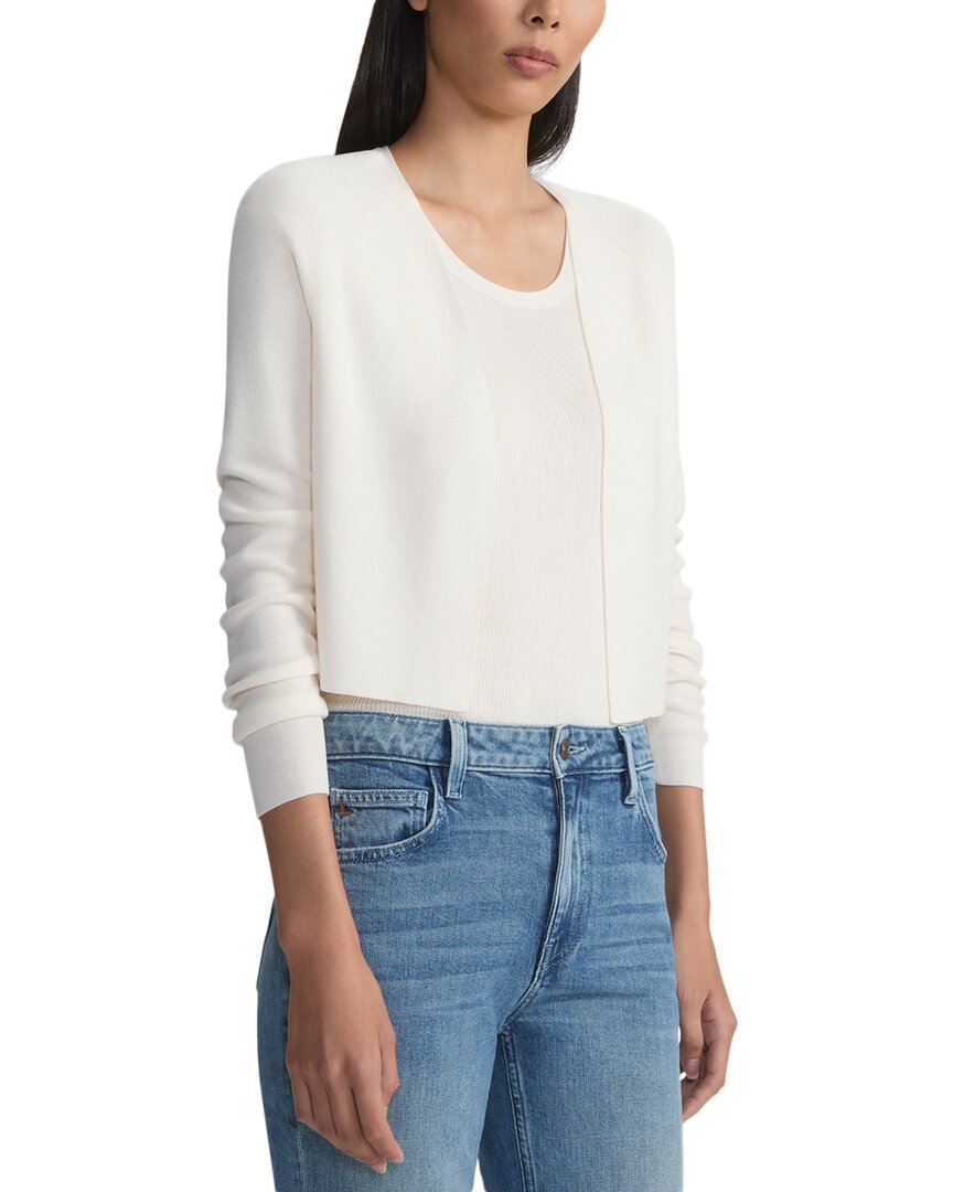 Lafayette 148 New York Plus Cropped Open Front Silk-blend Cardigan In Gray
