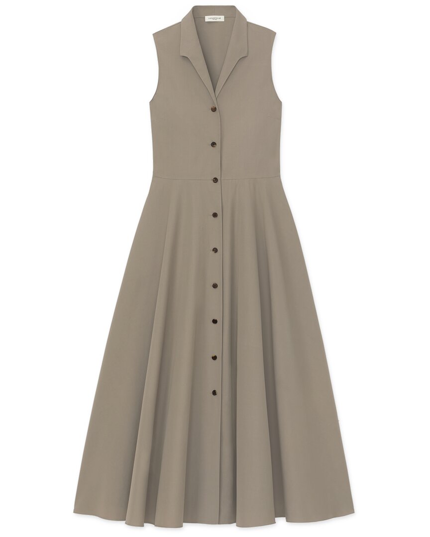 Lafayette 148 New York Sleeveless Gathered Waist Shir In Gray