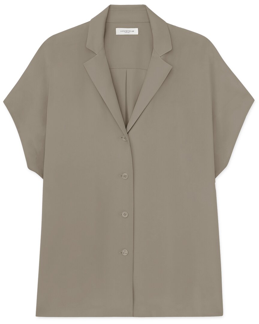 Lafayette 148 New York Plus Notch Collar Dolman Silk Blouse