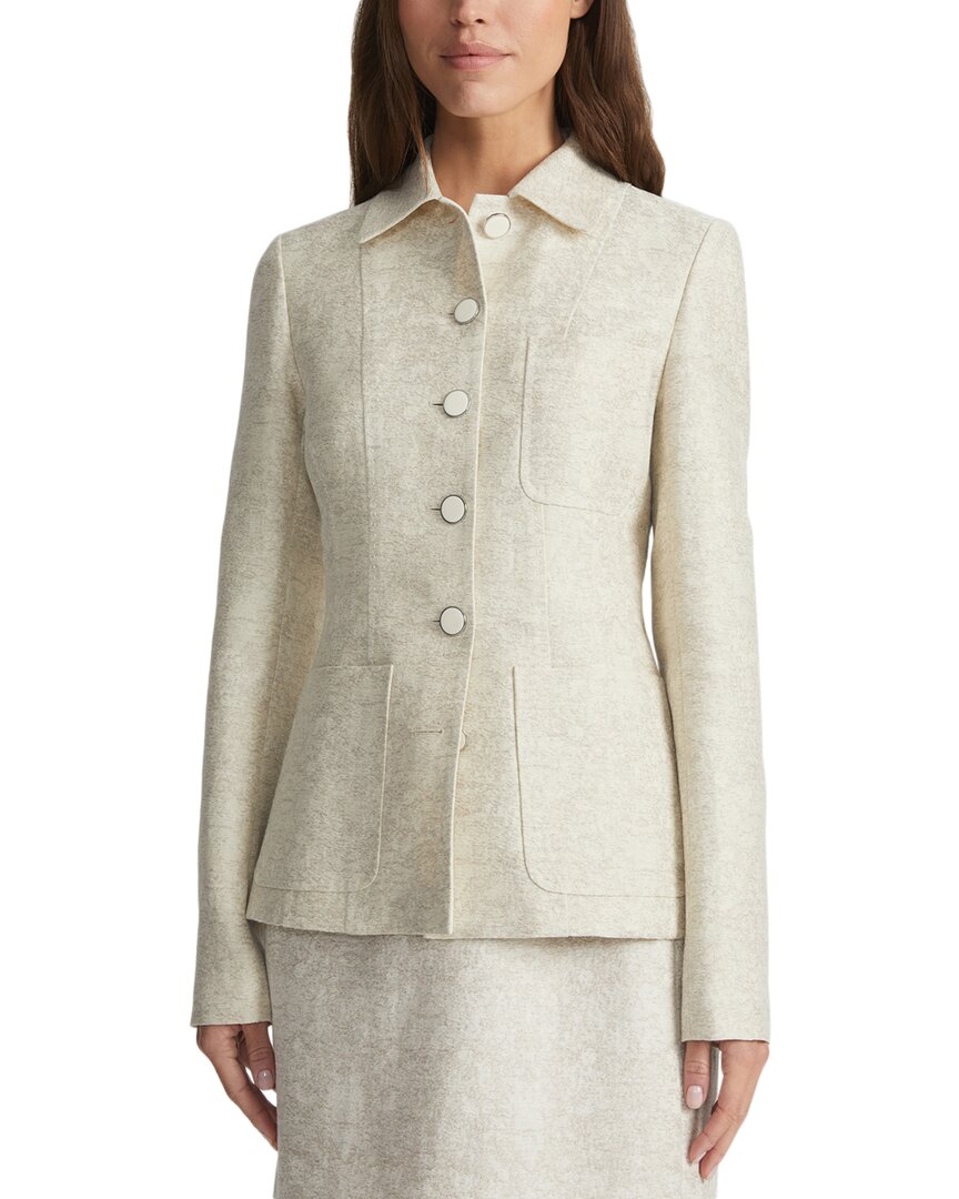 Lafayette 148 New York Three Pocket Linen & Silk-blend Jacket In Neutral