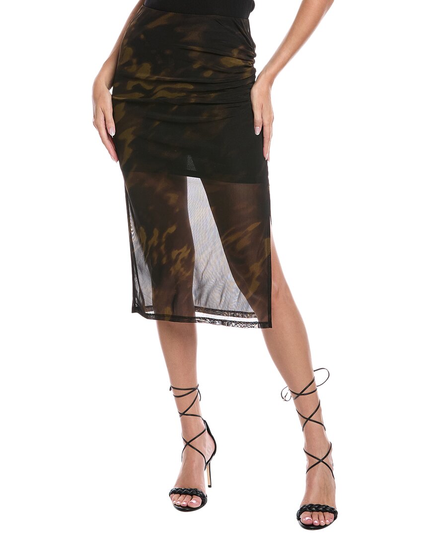 Kenneth Cole Pull-on Side Ruched Midi Skirt In Multi