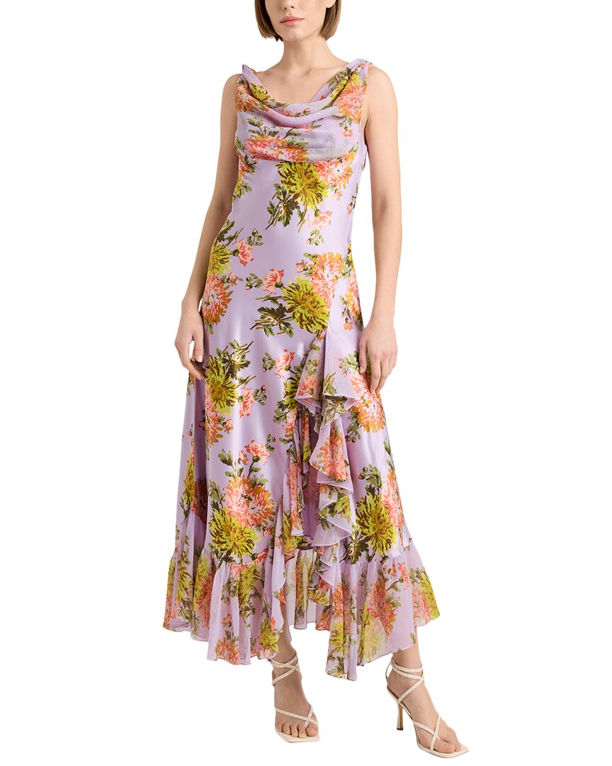 Cinq À Sept Faded Chrysanthemum Raya Silk Dress