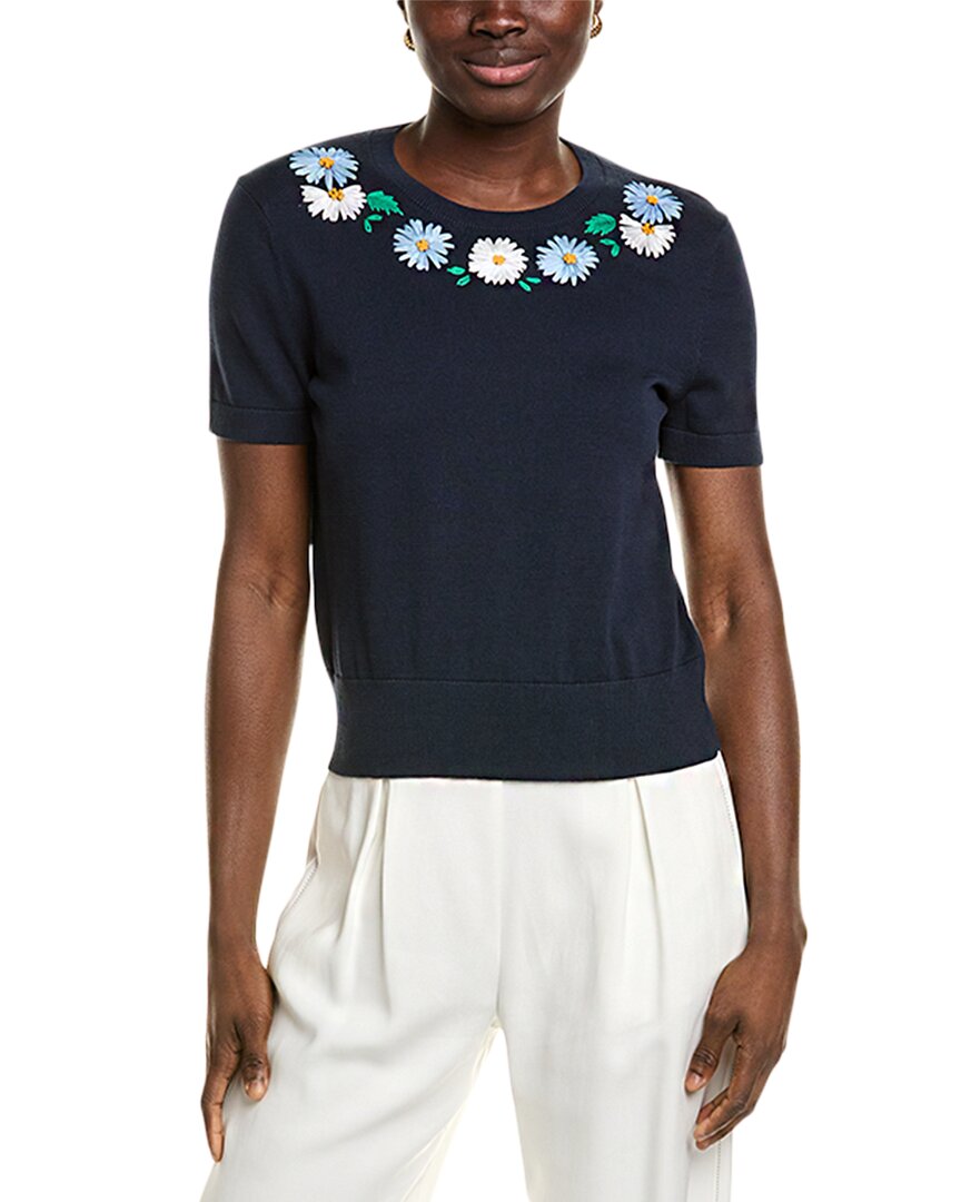 Brooks Brothers Embroidered Floral Ribbon Sweater In Multi