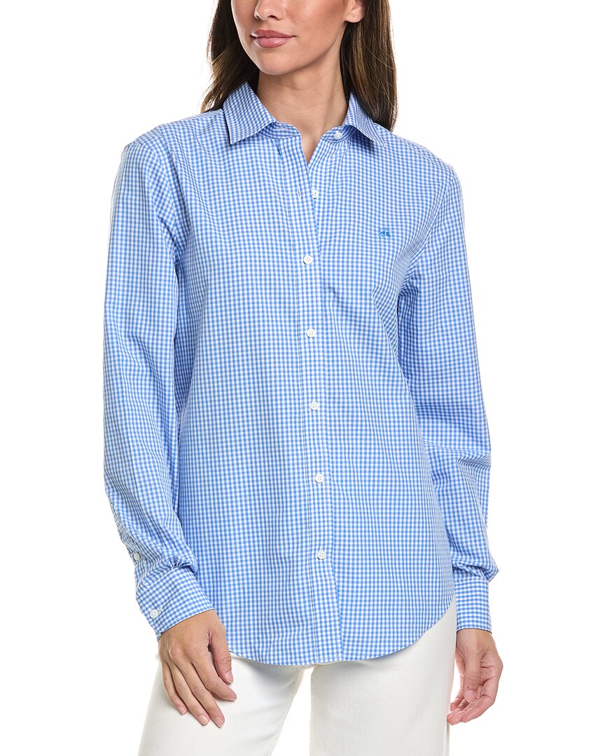 Brooks Brothers Classic Gingham Blouse In Brown