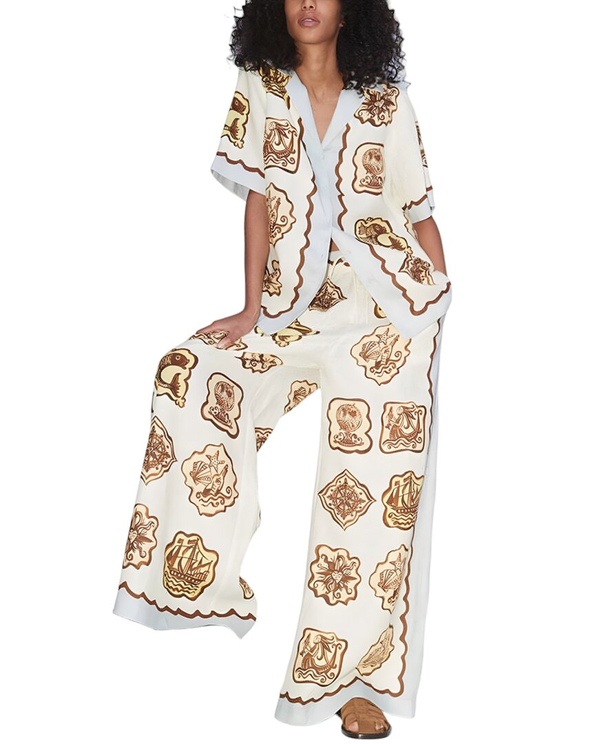 Esea 2pc Linen-blend Shirt & Pant Set In Neutral
