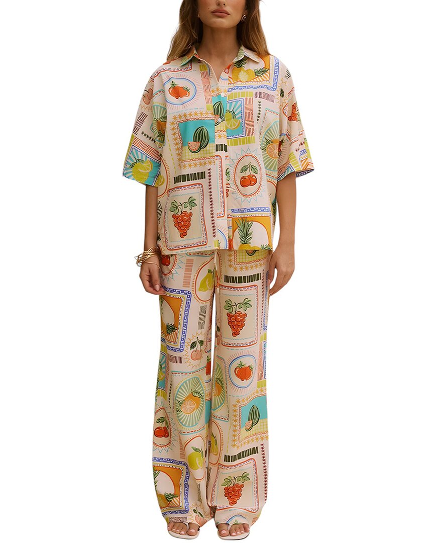 Multi Esea 2pc Linen-blend Shirt & Pant Set