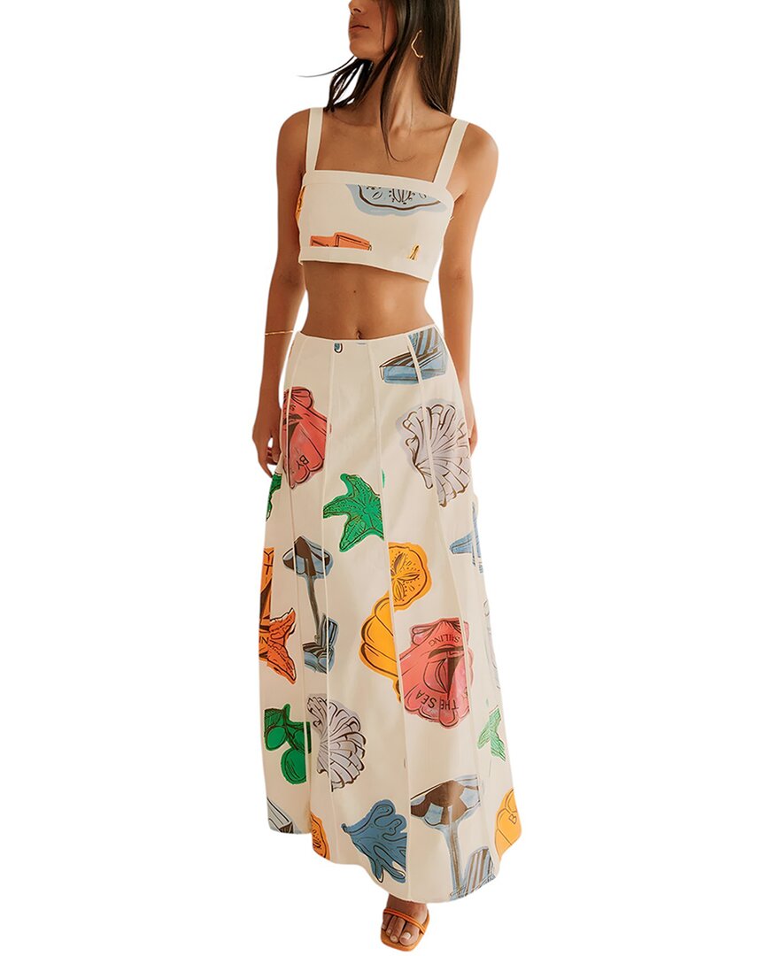 Amina Glam 2pc Linen-blend Top & Skirt Set